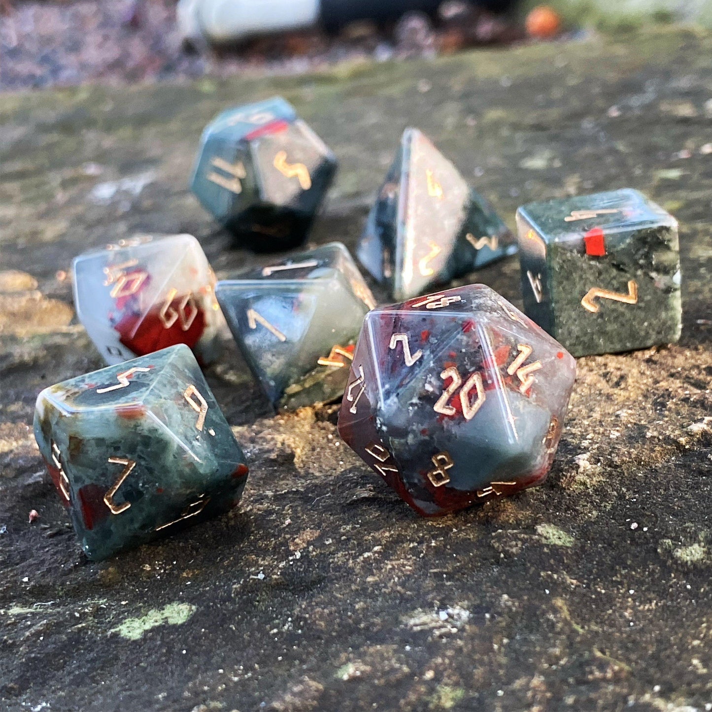 Bloodstone Dice Set | Gemstone Dice