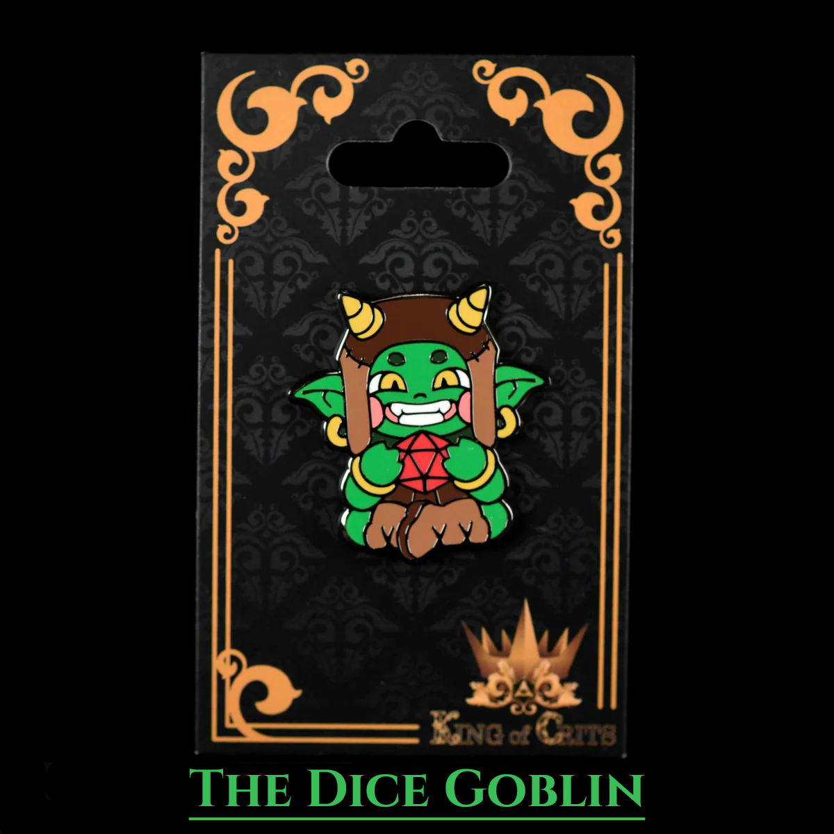 Dice Goblin Enamel Pin – DnD and TCG Accessory - Product Package