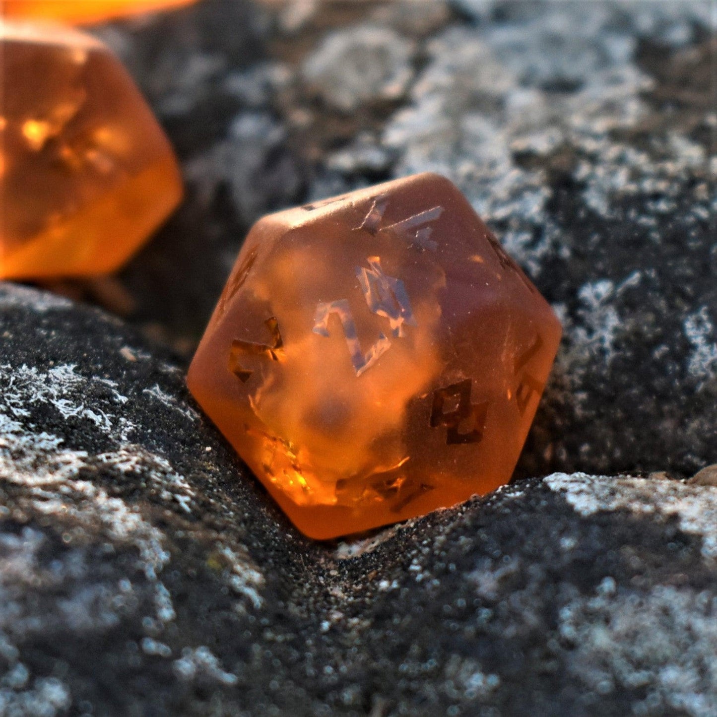 Molten Heart Glass Dice Set