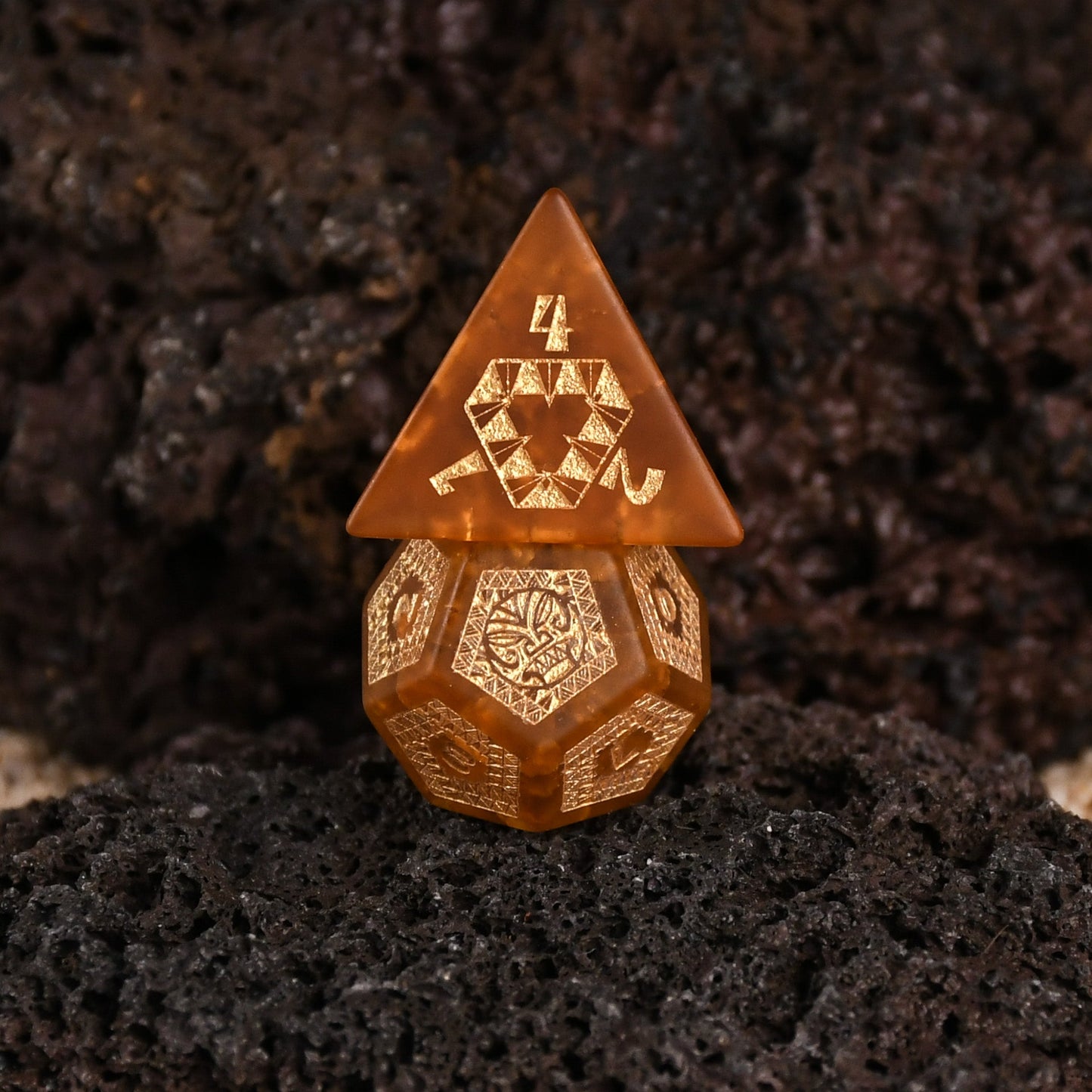 Polynesian Sunfire Glass Dice Set
