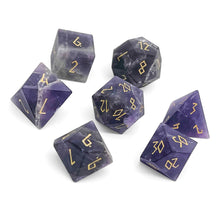 Frosted Gold Font Amethyst Dice Set | Gemstone Dice