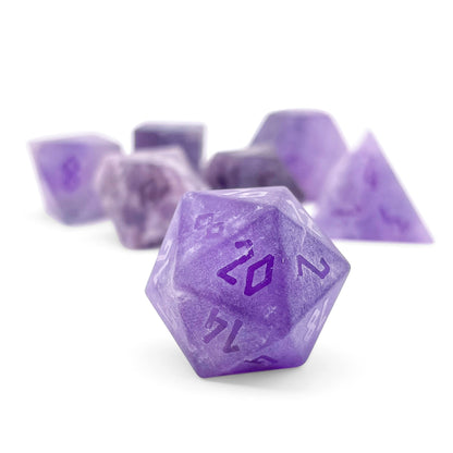 Amethyst Frosted Dice Set | Gemstone Dice