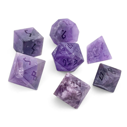 Amethyst Frosted Dice Set | Gemstone Dice
