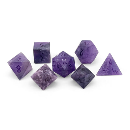 Amethyst Frosted Dice Set | Gemstone Dice