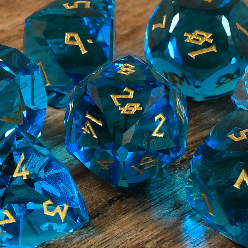 Cerulean Isles Glass Dice Set