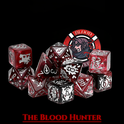 Blood Hunter Themed Dice Set in Red and White
