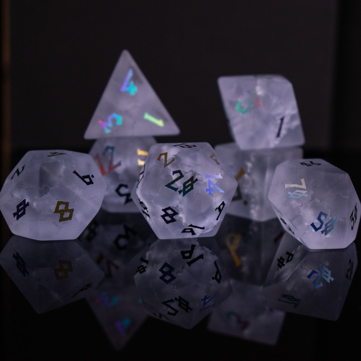 Prismatic Frost Shattered Glass Dice Set
