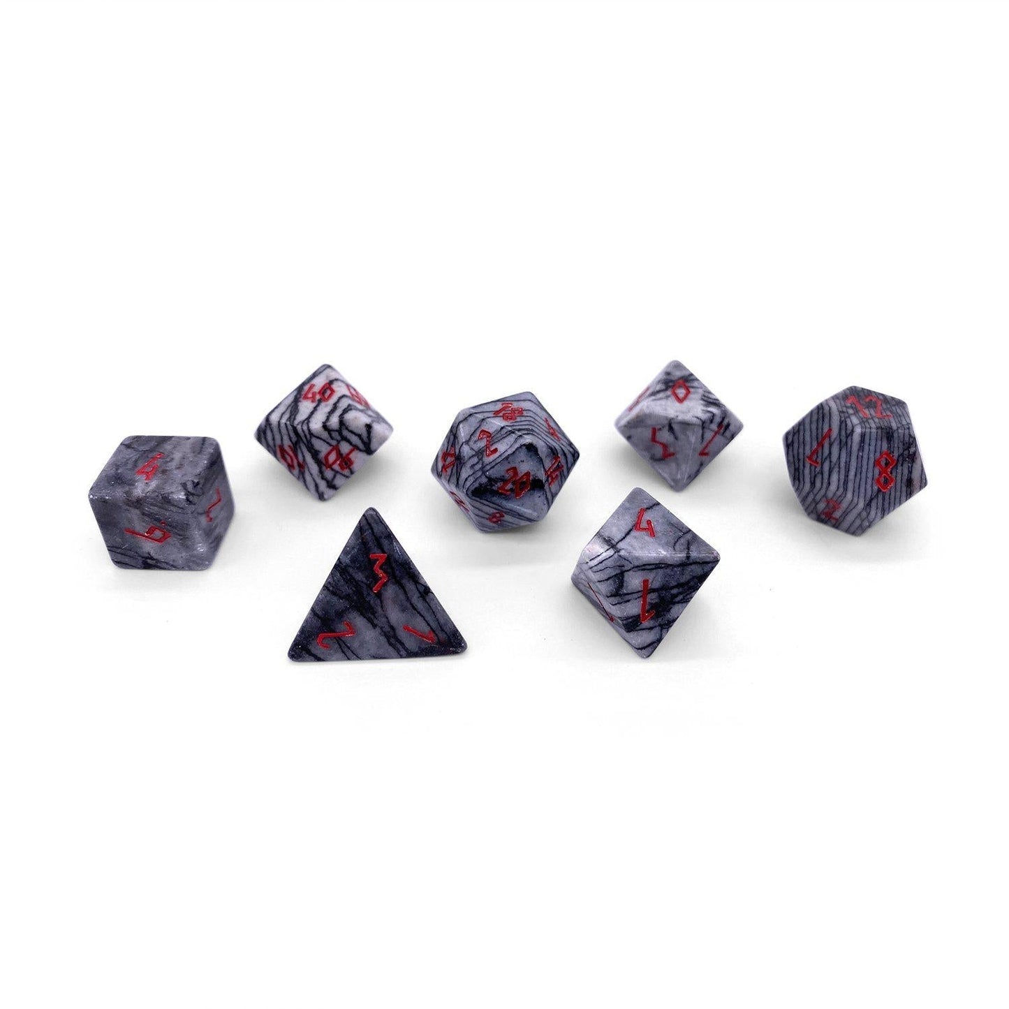 Black Network Agate Dice Set | Gemstone Dice