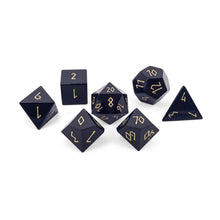 Black Obsidian Gold Font Dice Set | Gemstone Dice