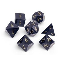 Black Obsidian Gold Font Dice Set | Gemstone Dice