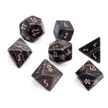 Black Striped Marble Dice Set | Gemstone Dice