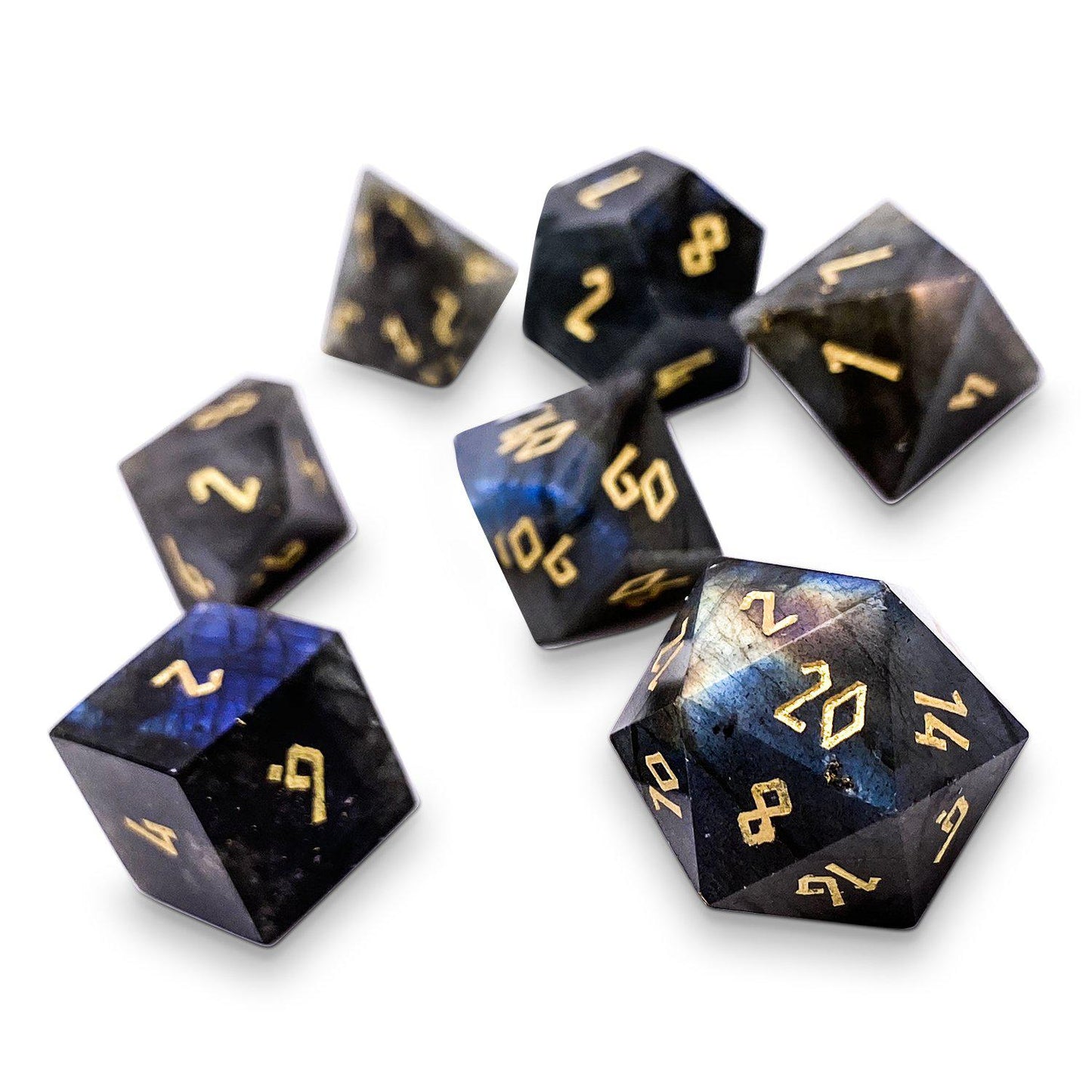 Blue Labradorite Dice Set | Gemstone Dice