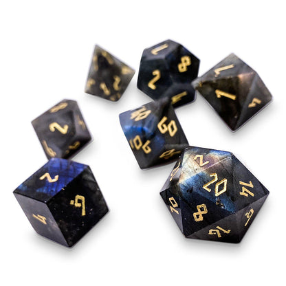 Blue Labradorite Dice Set | Gemstone Dice