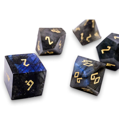 Blue Labradorite Dice Set | Gemstone Dice