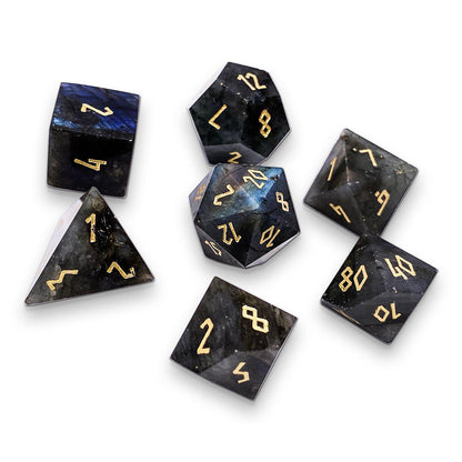 Blue Labradorite Dice Set | Gemstone Dice