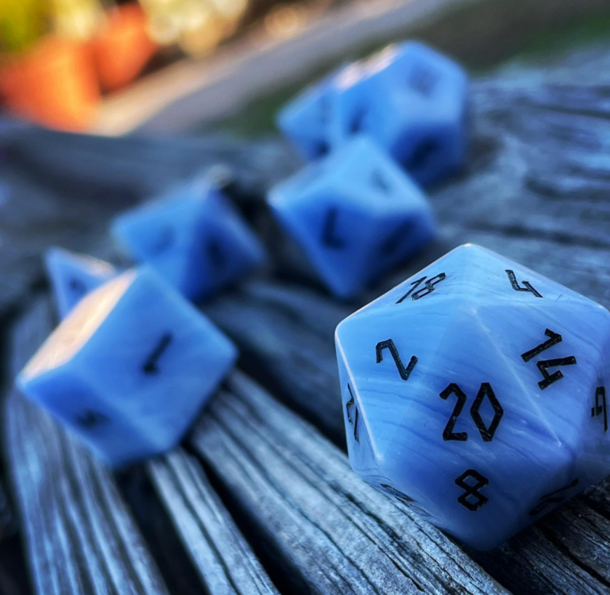 Blue Laced Agate Dice Set | Gemstone Dice