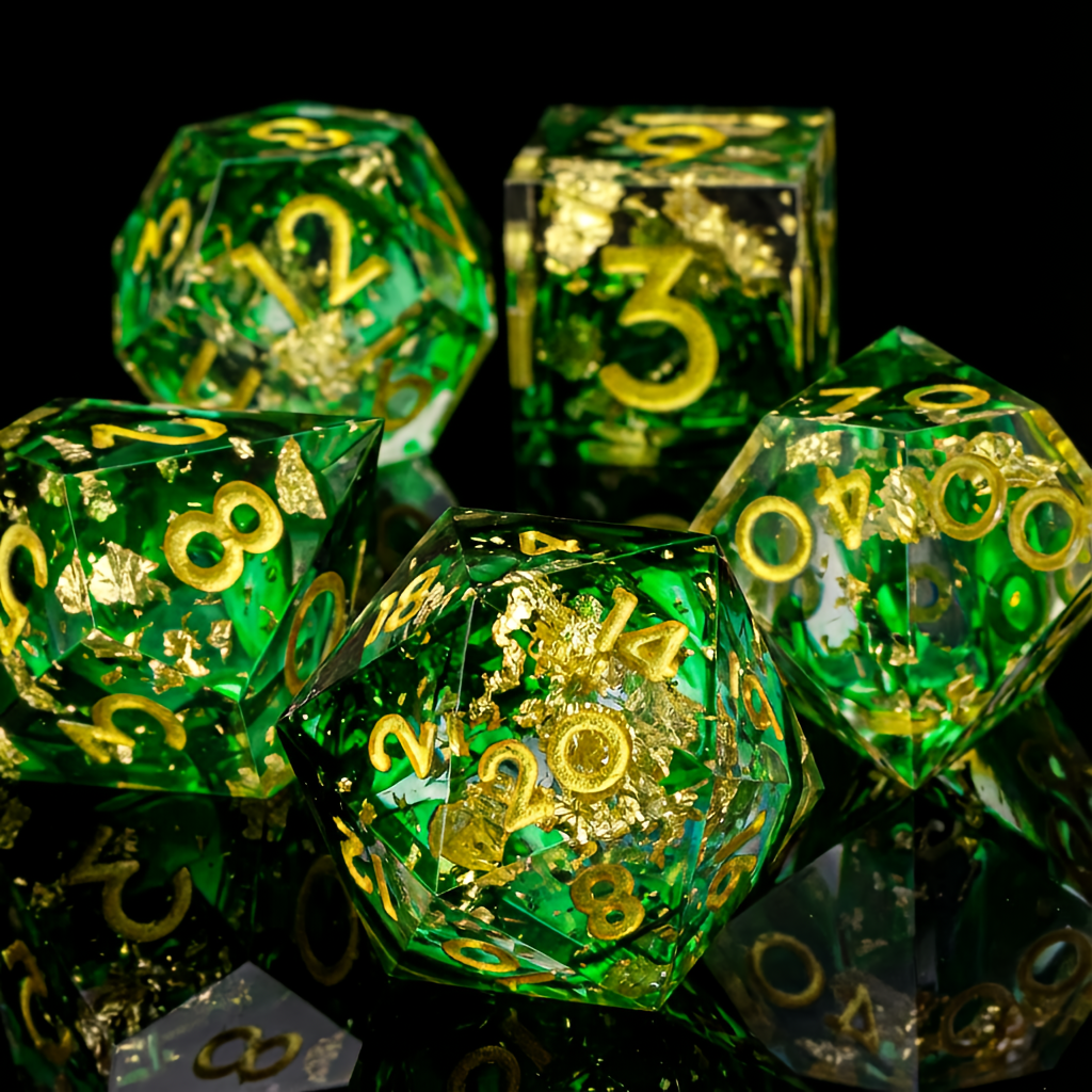 Floral, Transparent,  Dice Sets - 7-Piece Set