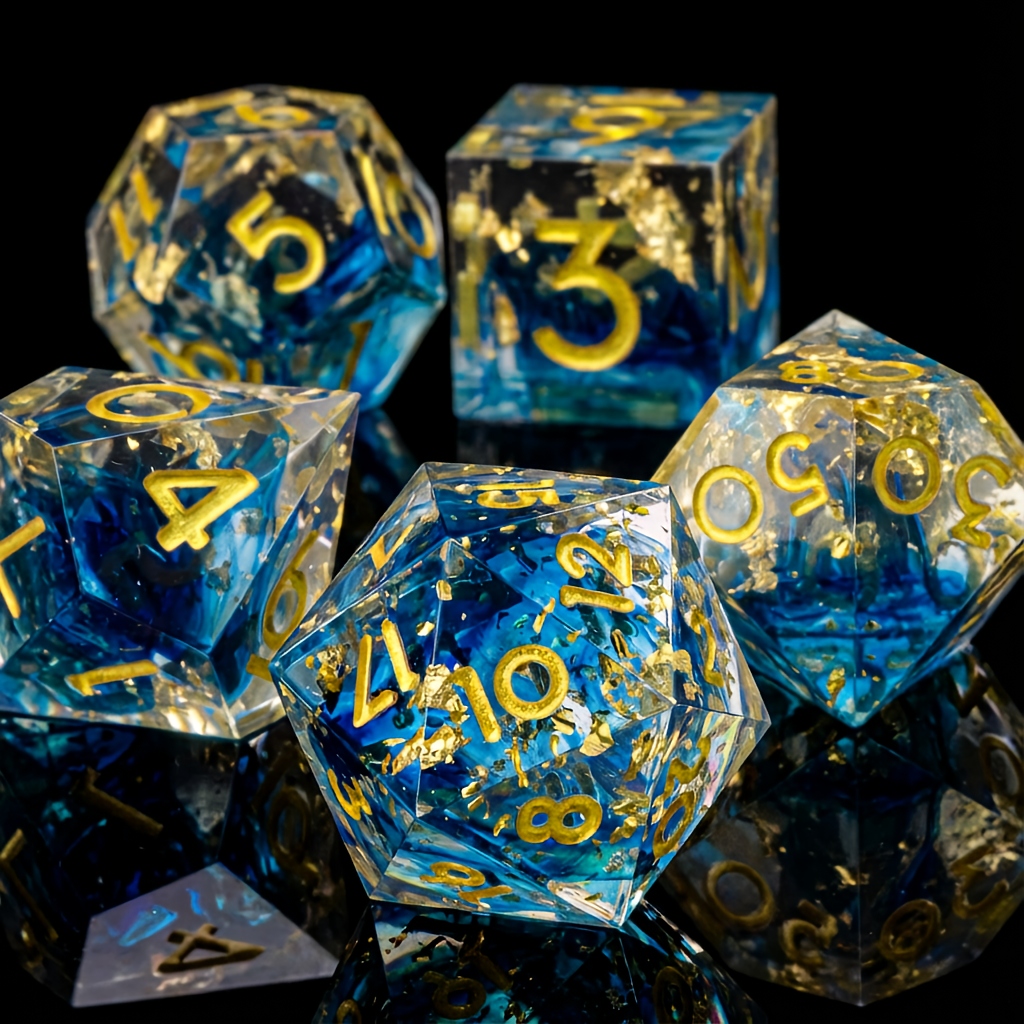 Floral, Transparent,  Dice Sets - 7-Piece Set