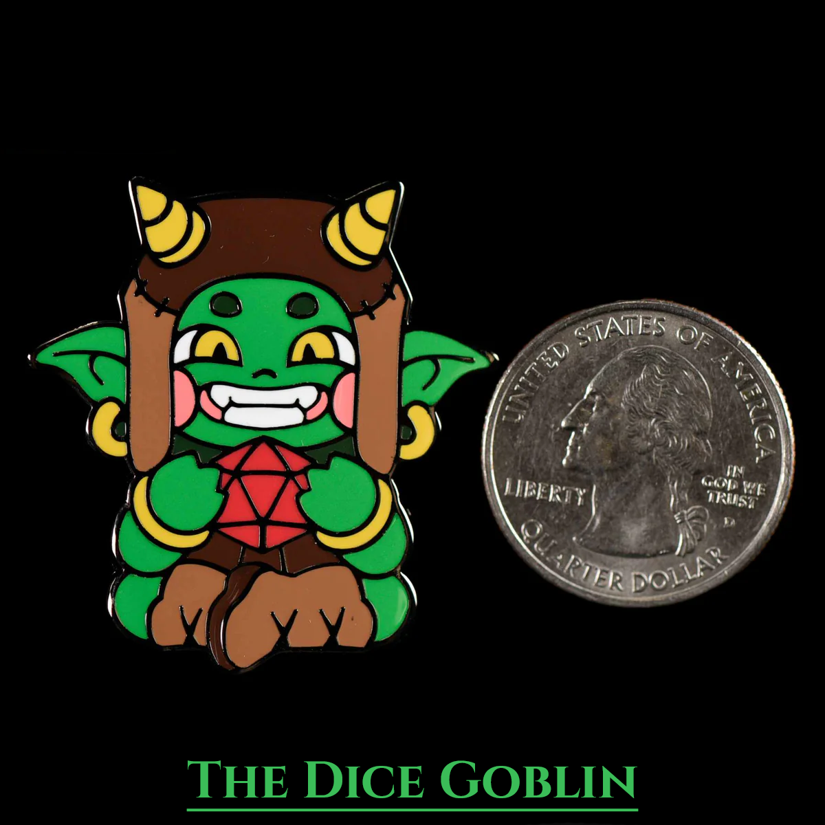 Dice Goblin Enamel Pin – DnD and TCG Accessory - Size Chart