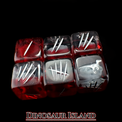 Dinosaur Themed Dice Set in Red and White - d6 Slashes