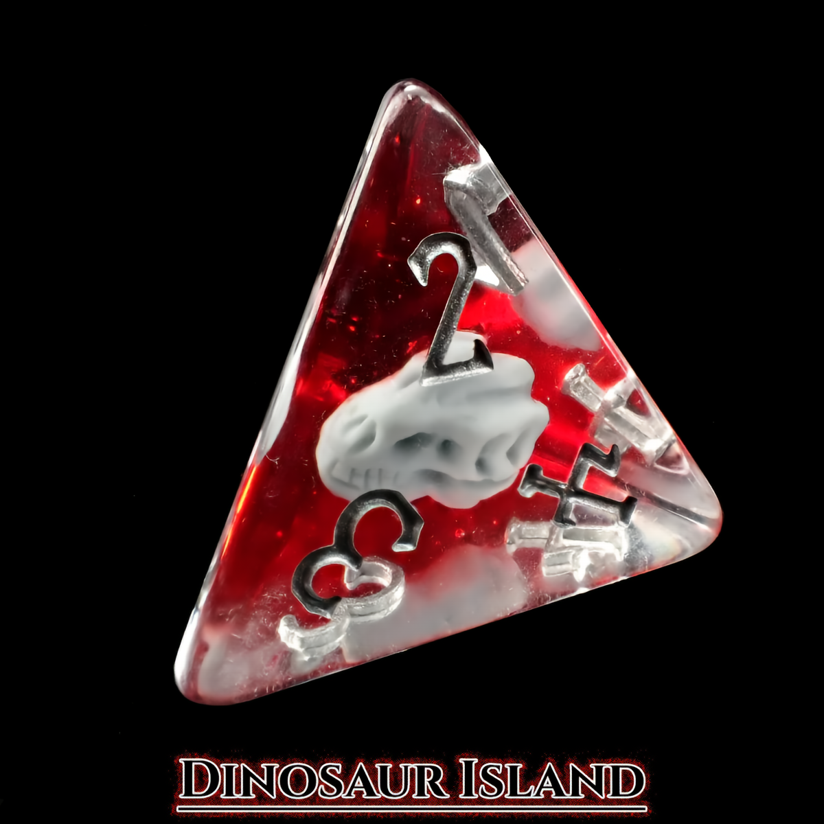 Dinosaur Themed Dice Set in Red and White - d4