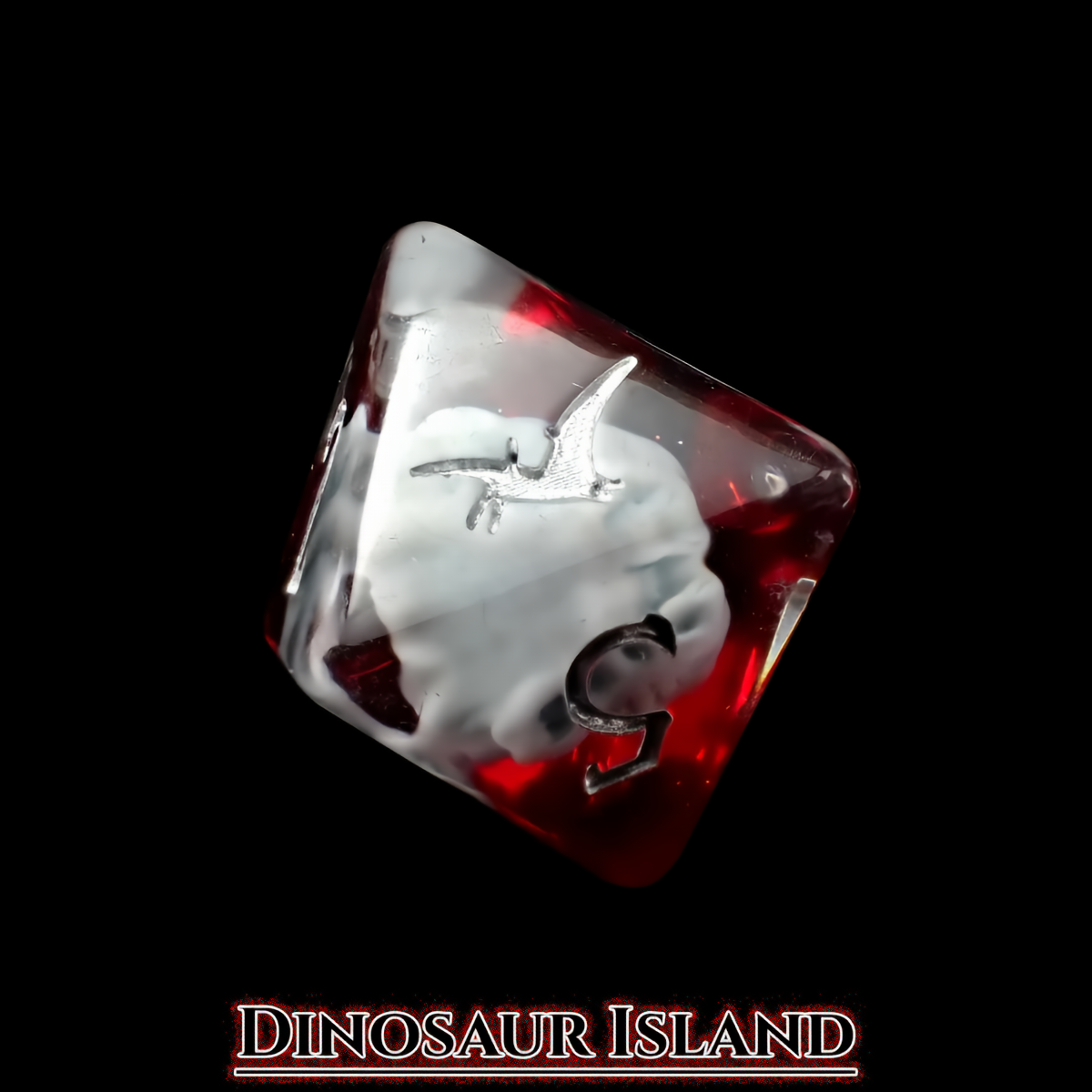 Dinosaur Themed Dice Set in Red and White - d8