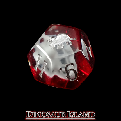 Dinosaur Themed Dice Set in Red and White - d12