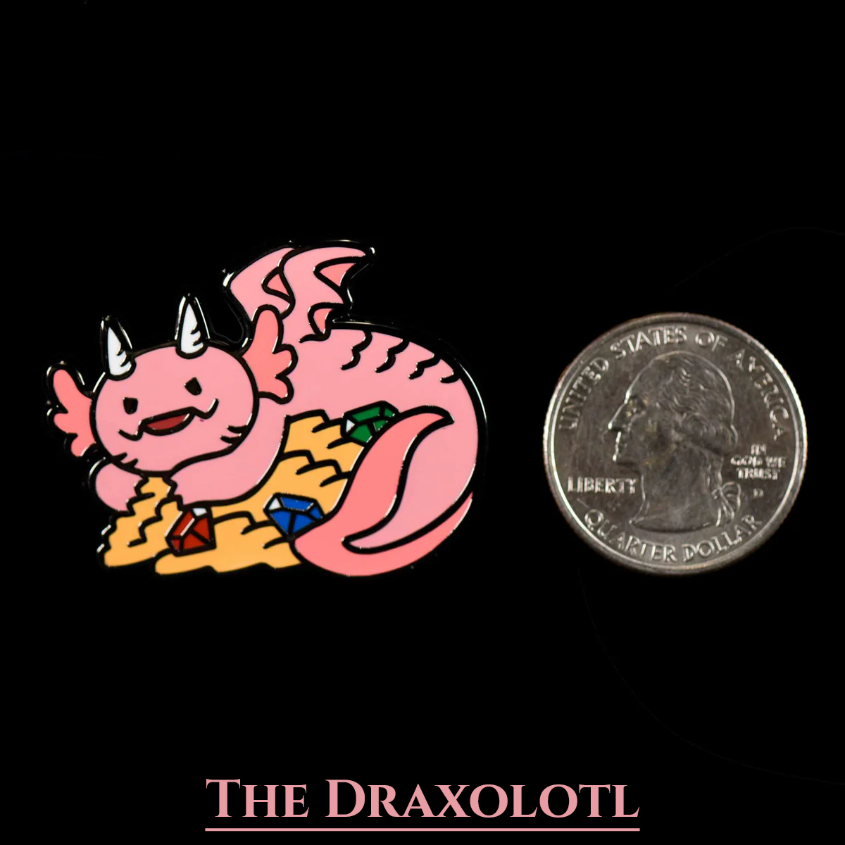 Axolotl Dragon Enamel Pin – DnD and TCG Accessory - Size Chart