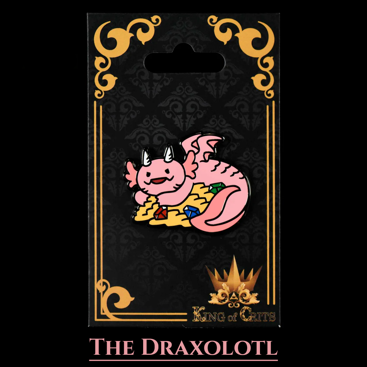 Axolotl Dragon Enamel Pin – DnD and TCG Accessory - Product Package