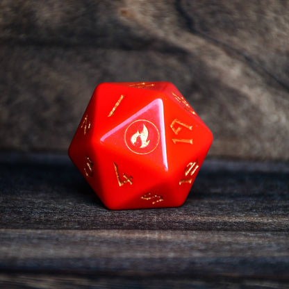 Mountain Mana Spindown Acrylic D20 | MTG Life Counter