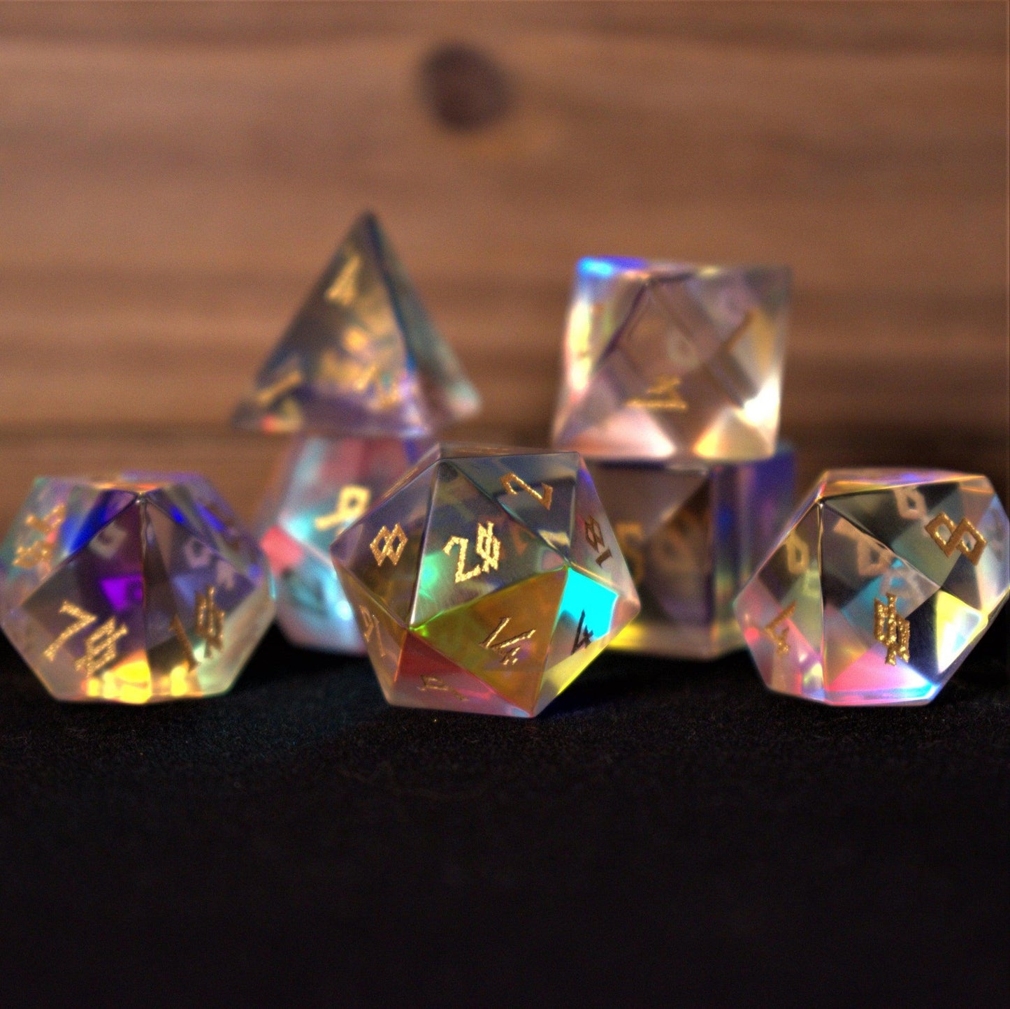 Prismatic Runes Glass Dice Set