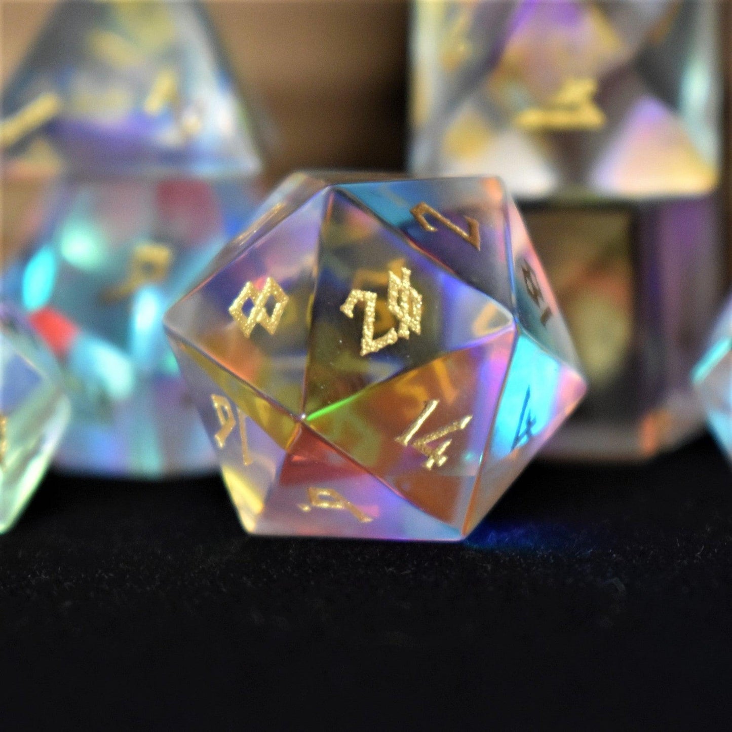 Prismatic Runes Glass Dice Set