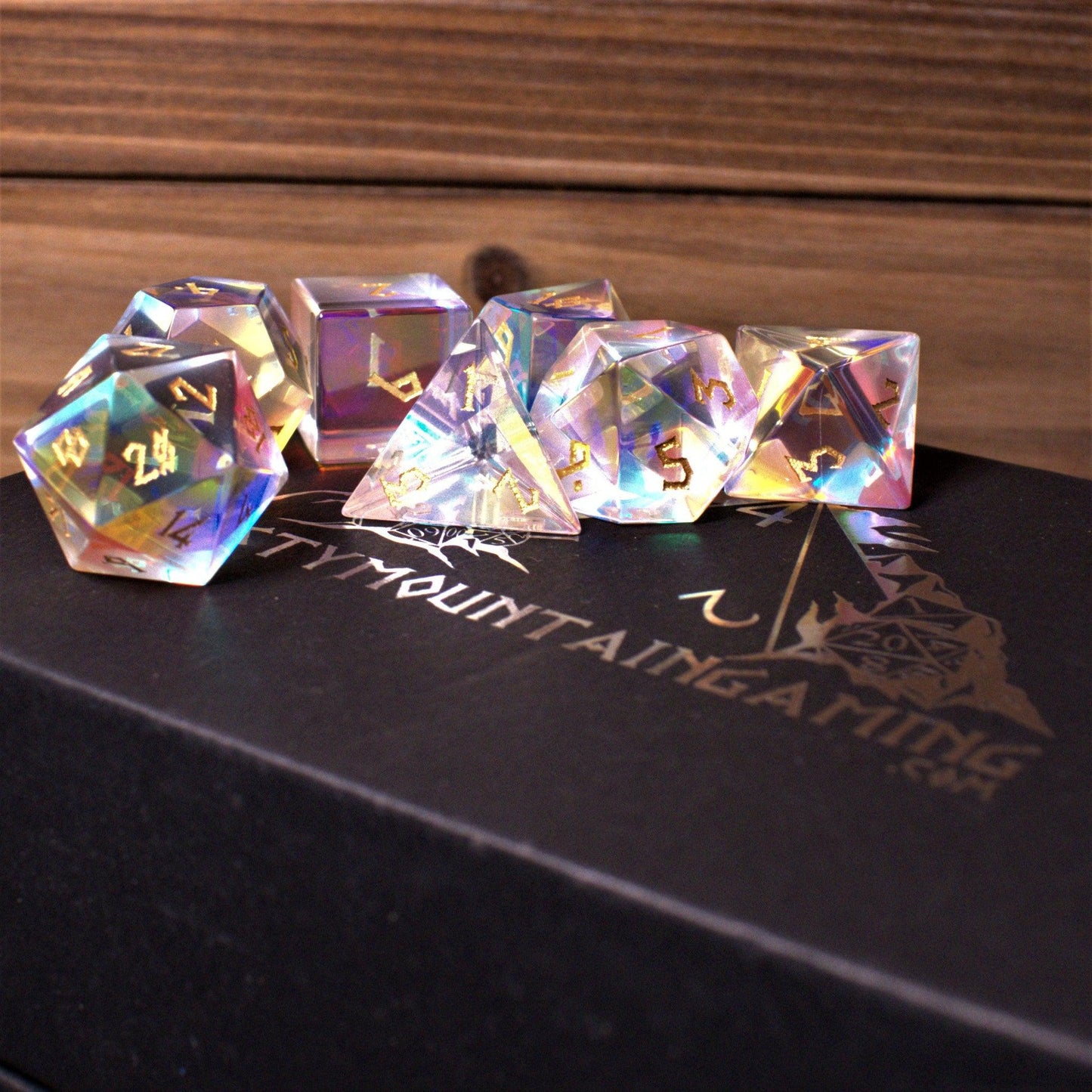 Prismatic Runes Glass Dice Set