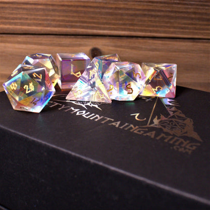 Prismatic Runes Glass Dice Set