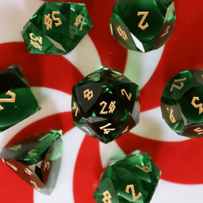 Emerald Crown Glass Dice Set