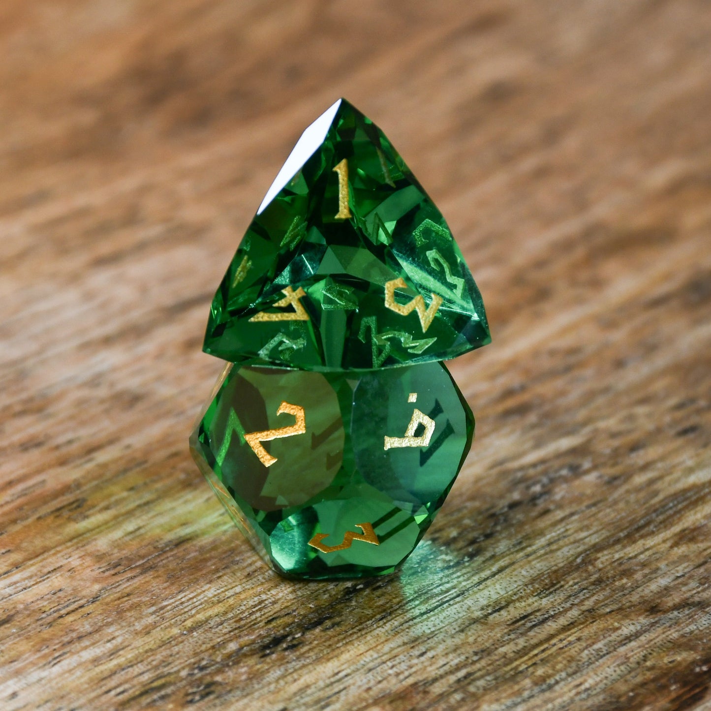 Emerald Crown Glass Dice Set
