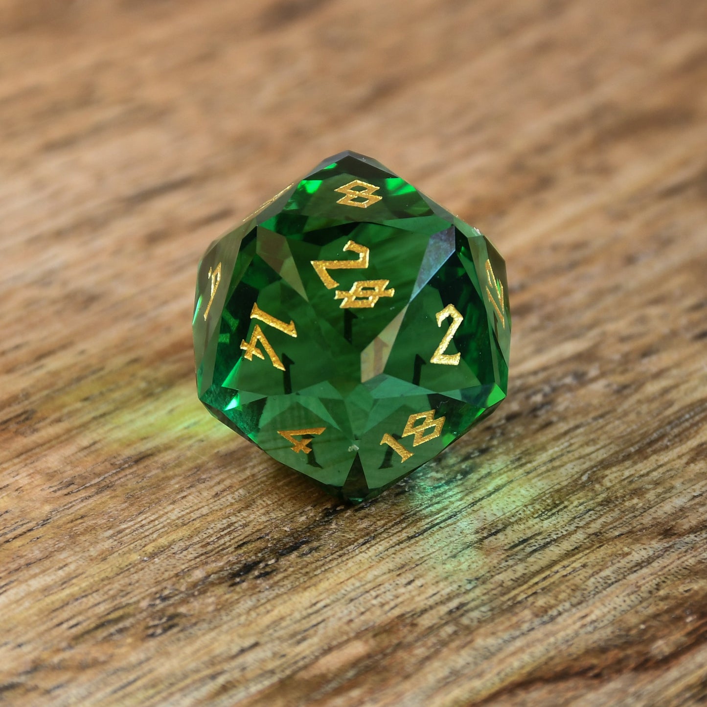 Emerald Crown Glass Dice Set