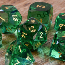 Emerald Crown Glass Dice Set