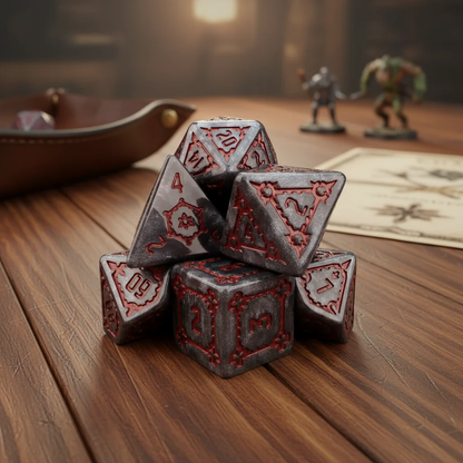 Giant Dice Set with Fire Giant Theme in Gray and Red