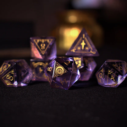 Astral Seal Purple Glass Dice Set