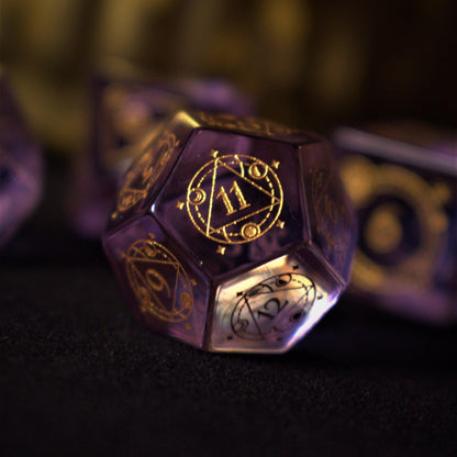Astral Seal Purple Glass Dice Set