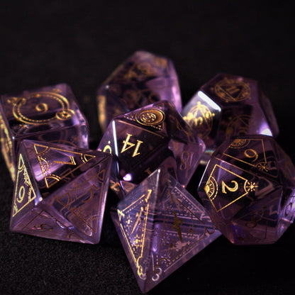 Astral Seal Purple Glass Dice Set