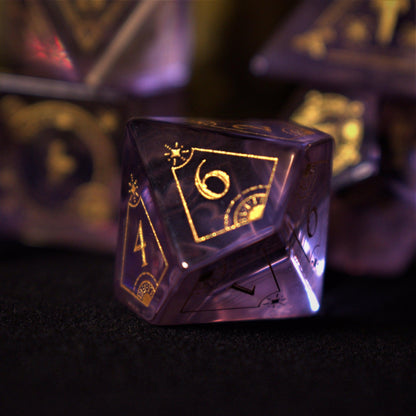 Astral Seal Purple Glass Dice Set