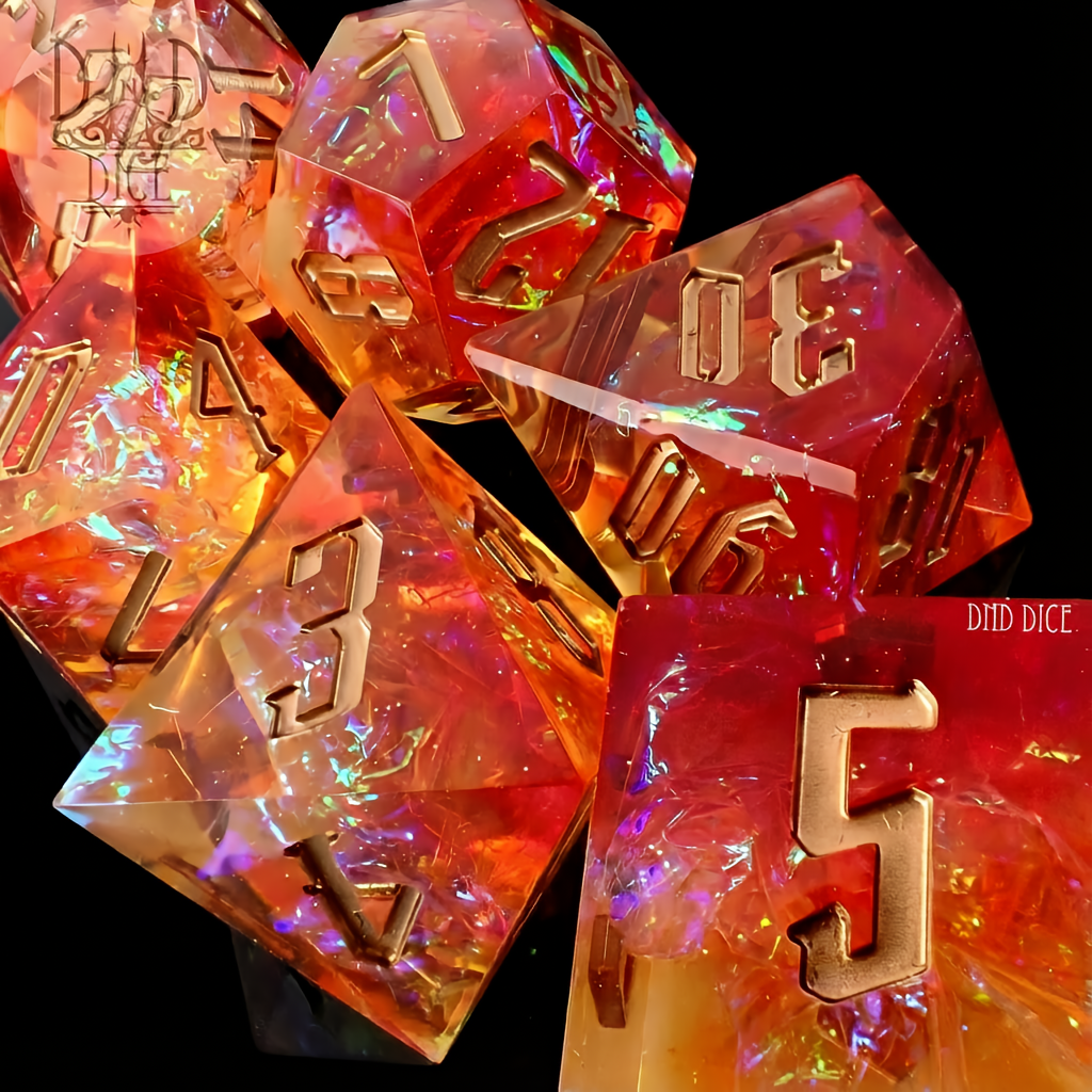 Solar Flare (Hand Made) - 7-Piece Dice Set
