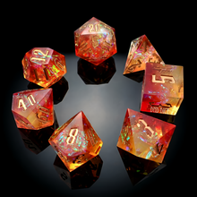 Handmade Dice Set Solar Flare Design Orange Resin Color Top View