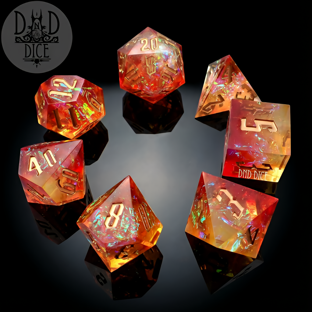 Solar Flare (Hand Made) - 7-Piece Dice Set