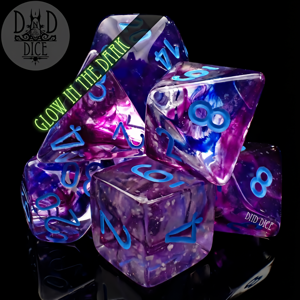 Nebula Nocturnal - Glow in the Dark - 7-Piece Chessex Dice Set
