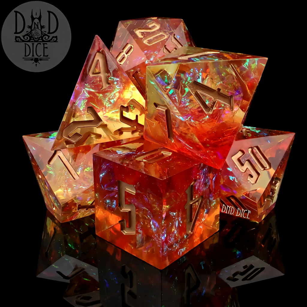 Solar Flare (Hand Made) - 7-Piece Dice Set