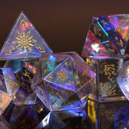 Aurora Frost Prism Glass Dice Set