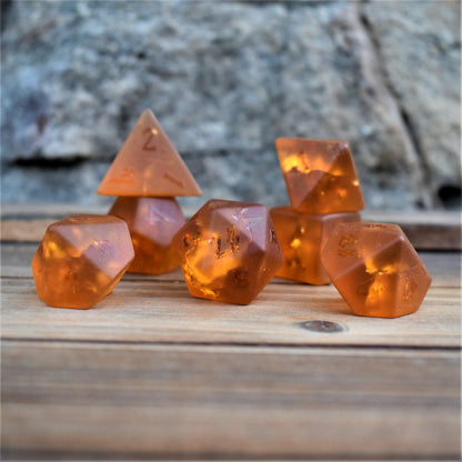Molten Heart Glass Dice Set